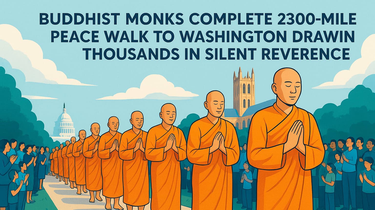 Buddhist Monks Complete 2,300-Mile Peace Walk to Washington, Drawing Thousands in Silent Reverence