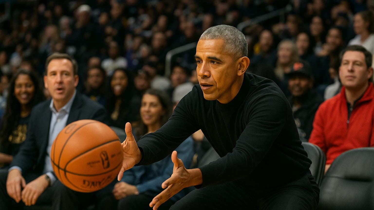 Former President Barack Obama Displays Quick Reflexes at NBA All-Star Game