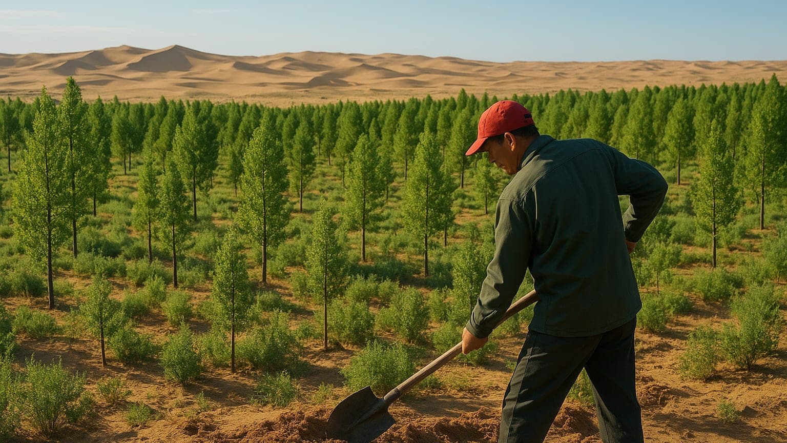 China's Decades-Long Reforestation Project Transforms Desert Into Carbon-Absorbing Forest
