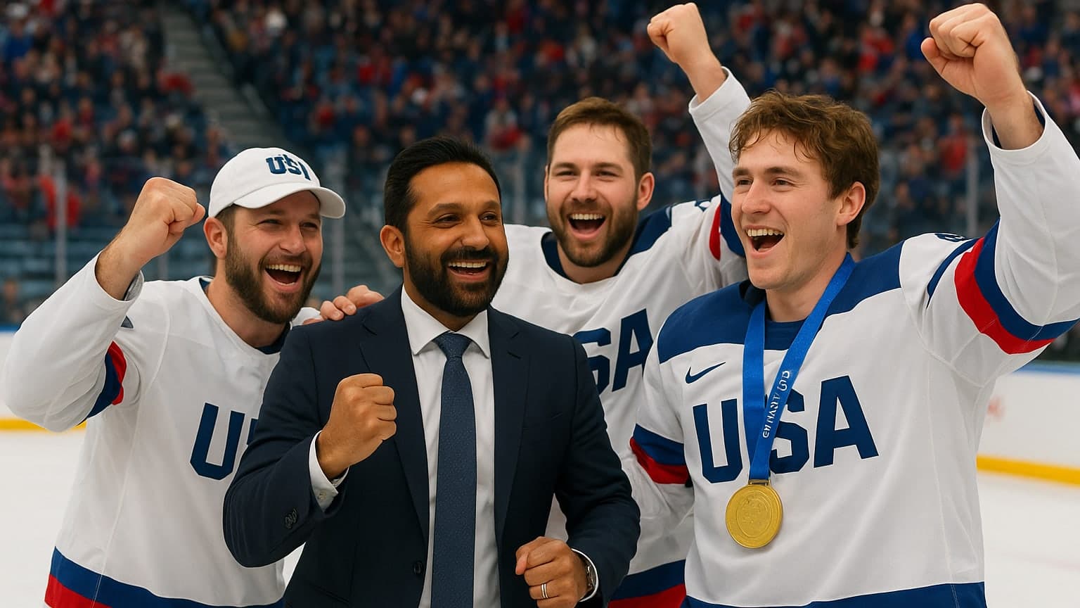 FBI Director Kash Patel Celebrates with U.S. Olympic Hockey Team Following Historic Gold Medal Victory