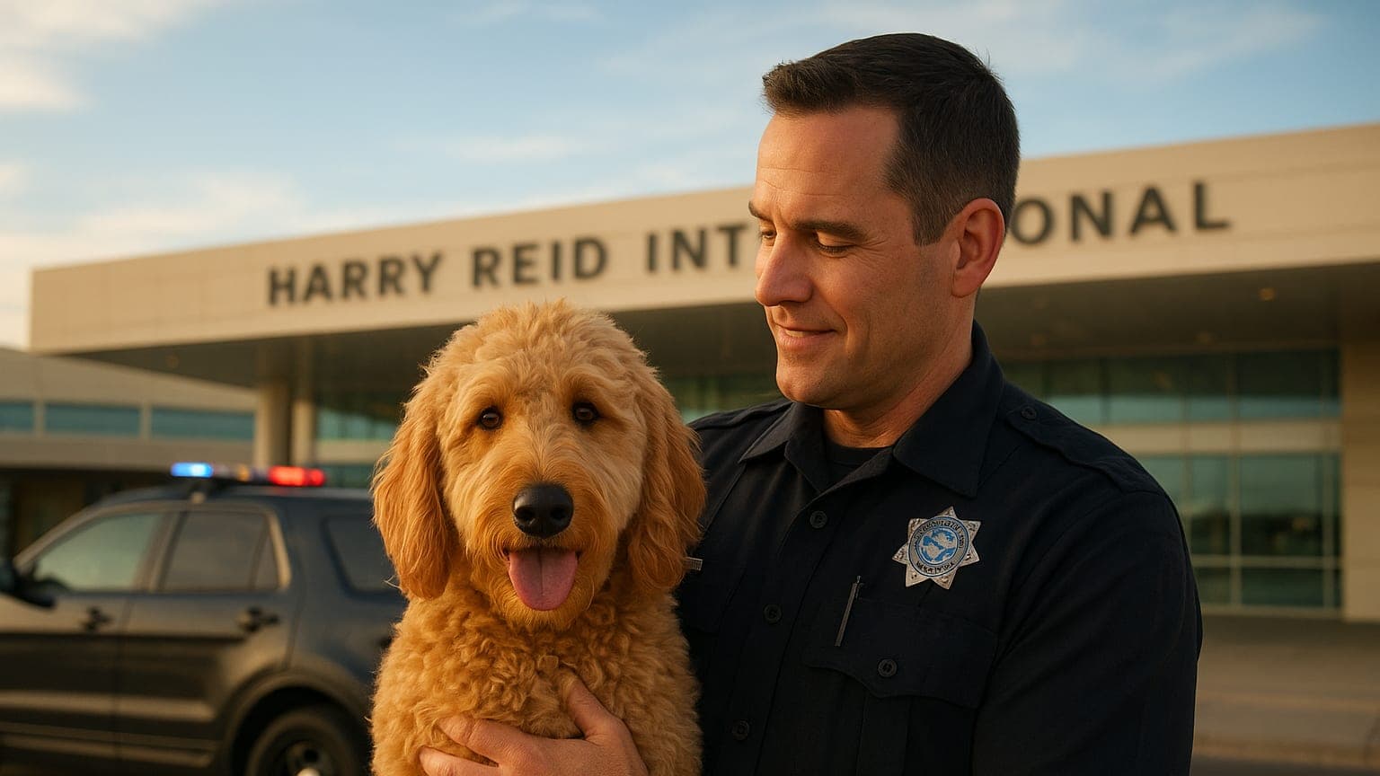 Las Vegas Airport Officer Adopts Abandoned Goldendoodle After Owner's Arrest