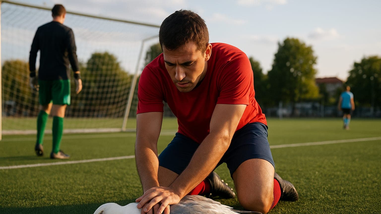 Amateur Soccer Player Performs CPR on Seagull After Goalkeeper's Errant Kick