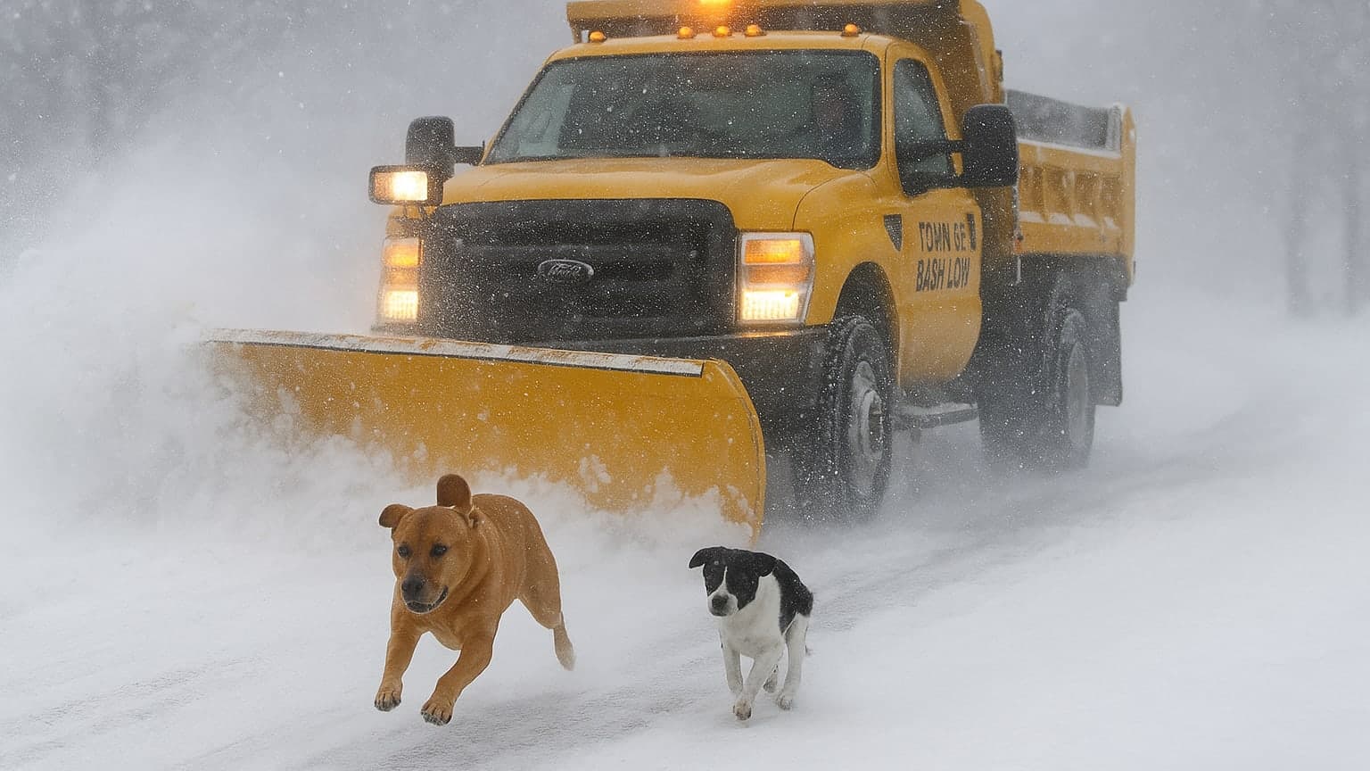 Snowplow Driver Rescues Two Dogs Running Through Blizzard on Long Island