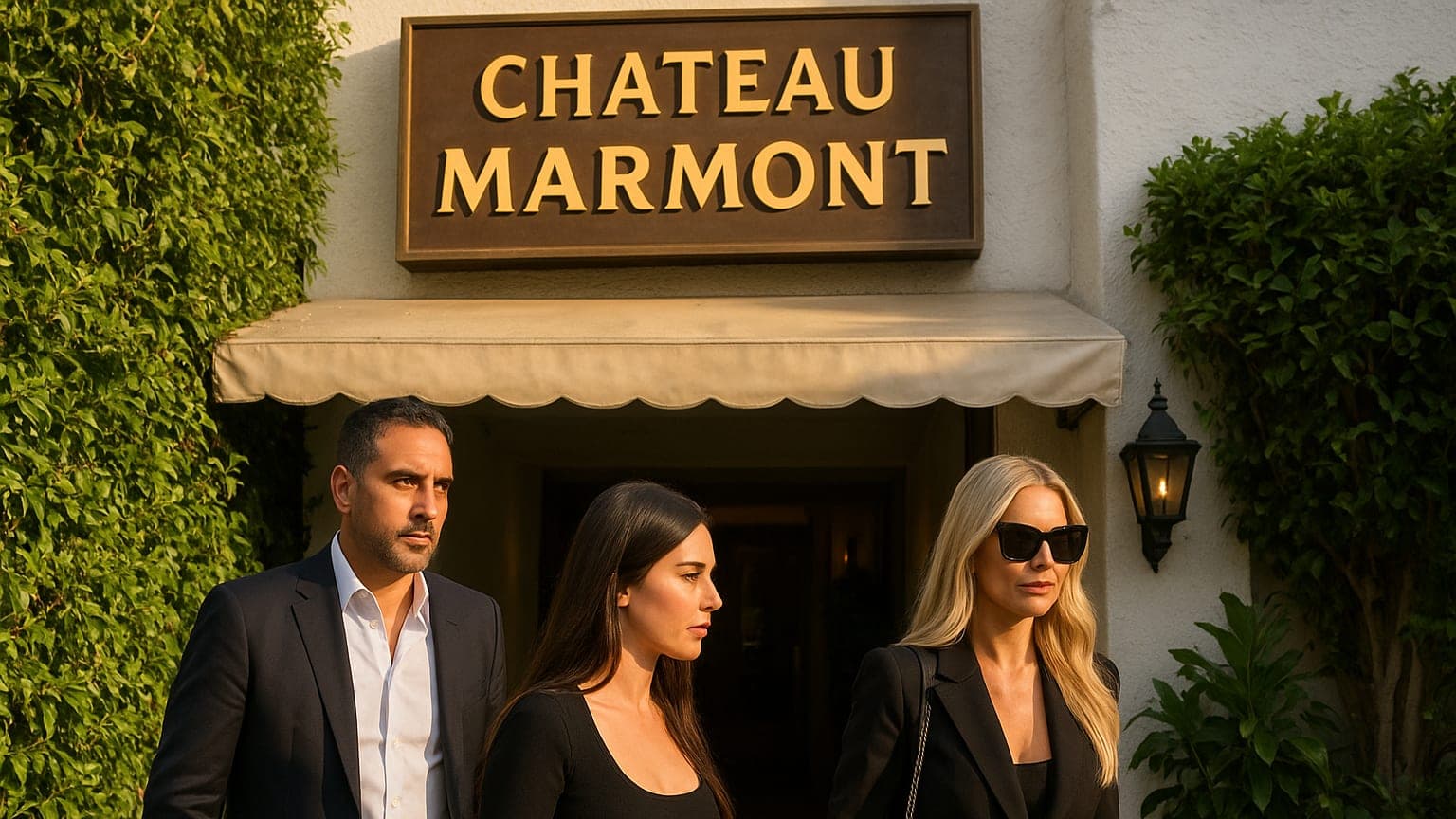 Mauricio Umansky Photographed With Mystery Woman and PK Kemsley at Chateau Marmont