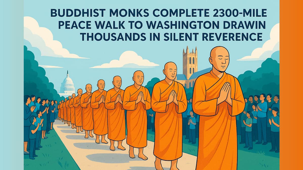 Buddhist Monks Complete 2,300-Mile Peace Walk to Washington, Drawing Thousands in Silent Reverence