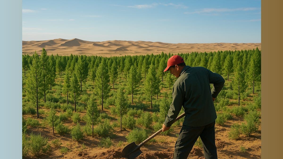 China's Decades-Long Reforestation Project Transforms Desert Into Carbon-Absorbing Forest
