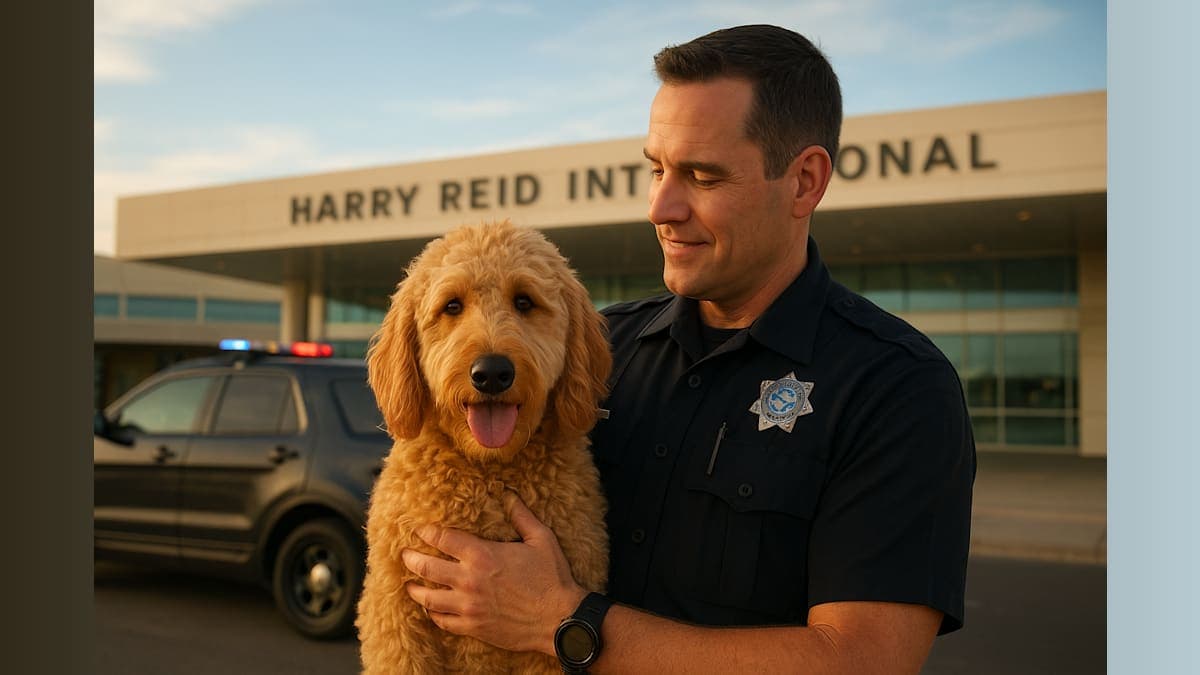 Las Vegas Airport Officer Adopts Abandoned Goldendoodle After Owner's Arrest