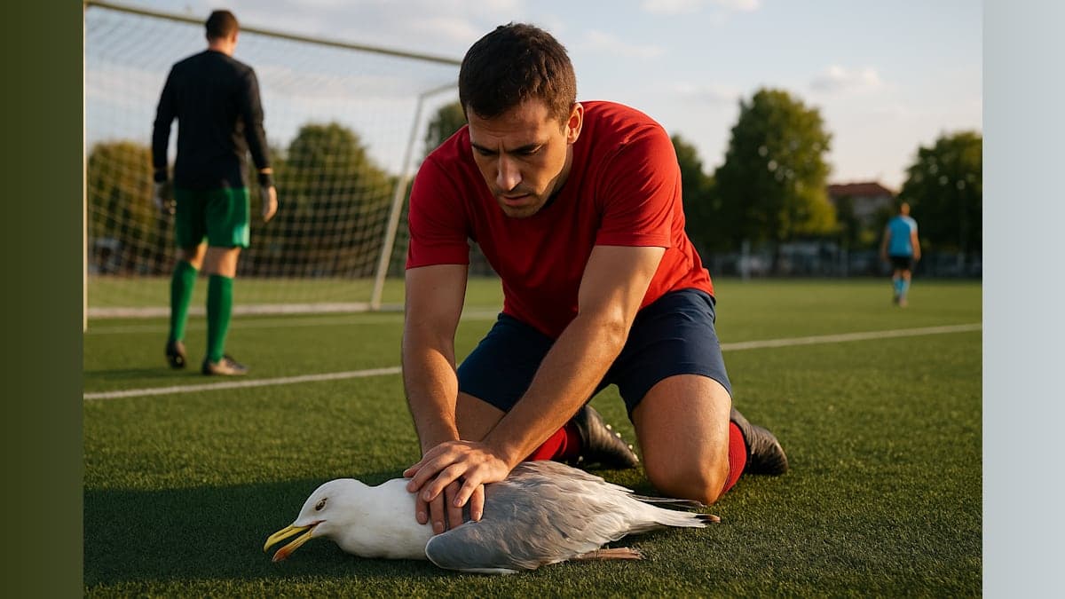Amateur Soccer Player Performs CPR on Seagull After Goalkeeper's Errant Kick