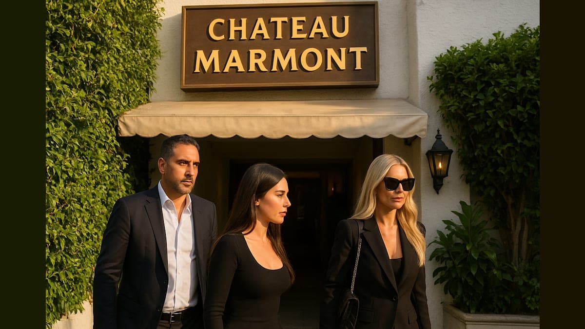 Mauricio Umansky Photographed With Mystery Woman and PK Kemsley at Chateau Marmont