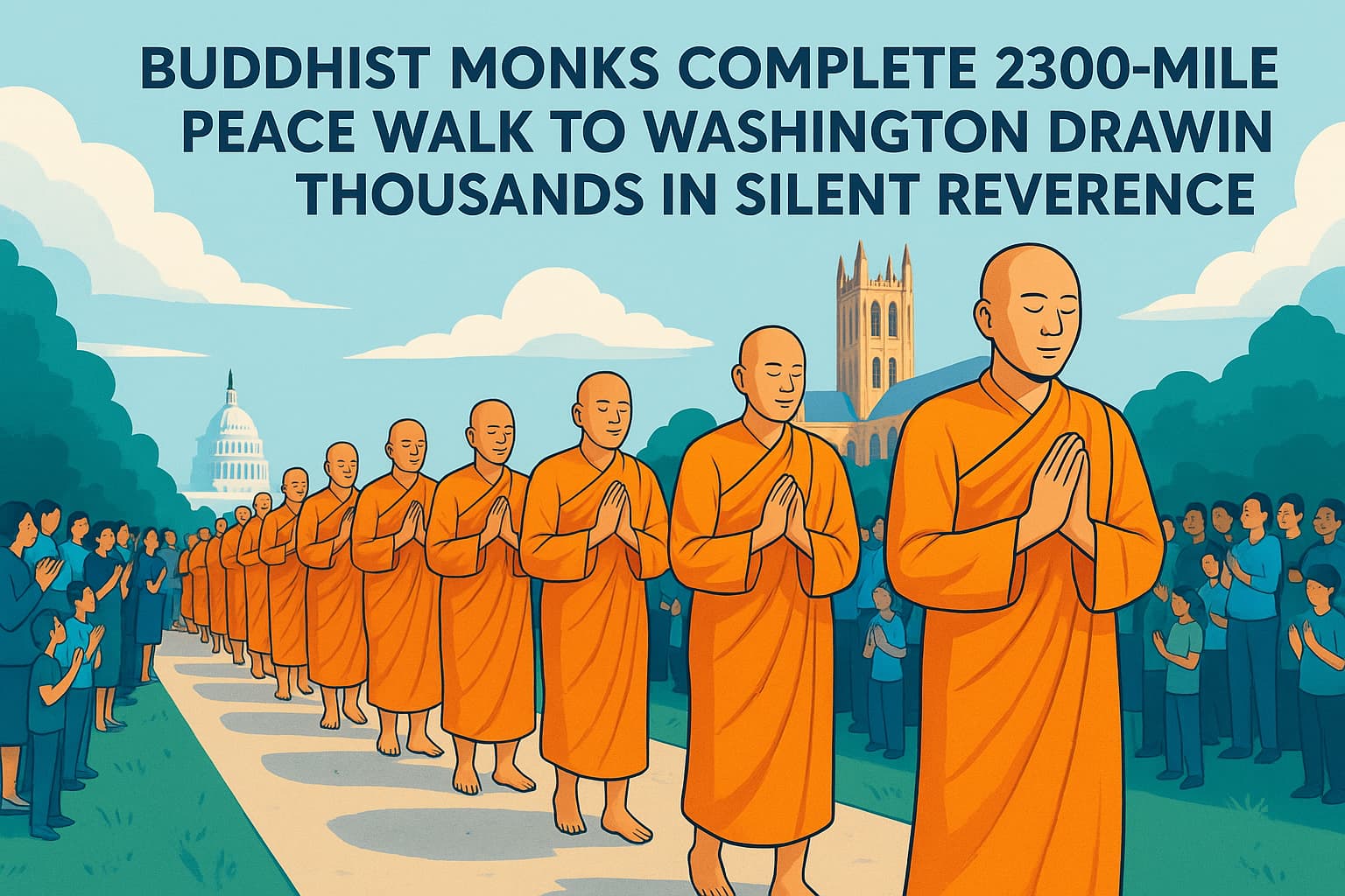 Buddhist Monks Complete 2,300-Mile Peace Walk to Washington, Drawing Thousands in Silent Reverence