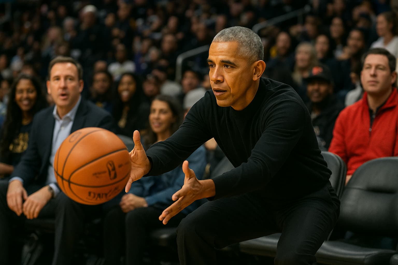 Former President Barack Obama Displays Quick Reflexes at NBA All-Star Game