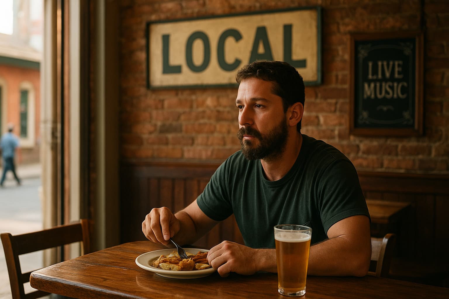 Actor Shia LaBeouf Dines at Local New Orleans Pub Following Jail Release and Court Appearance