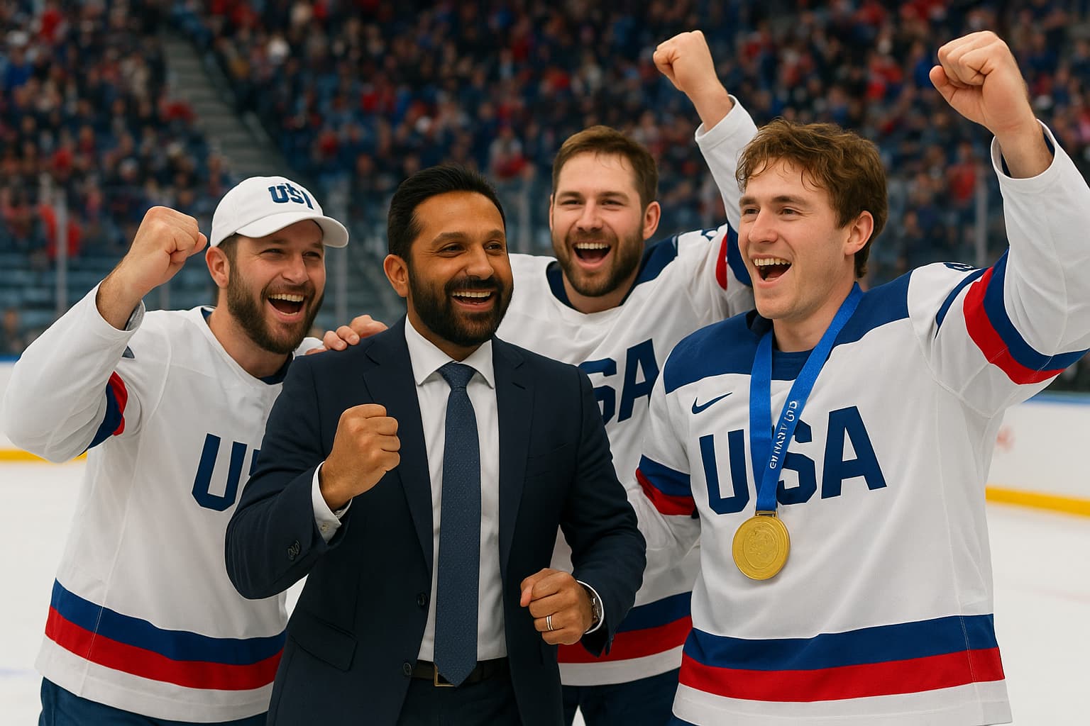 FBI Director Kash Patel Celebrates with U.S. Olympic Hockey Team Following Historic Gold Medal Victory