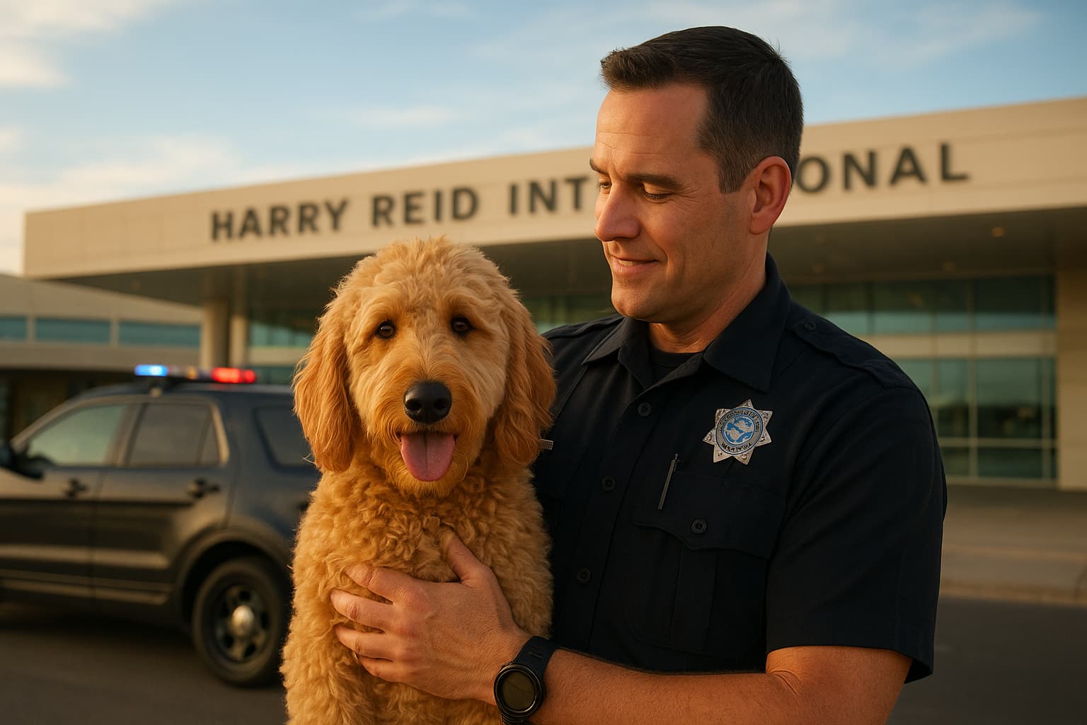 Las Vegas Airport Officer Adopts Abandoned Goldendoodle After Owner's Arrest
