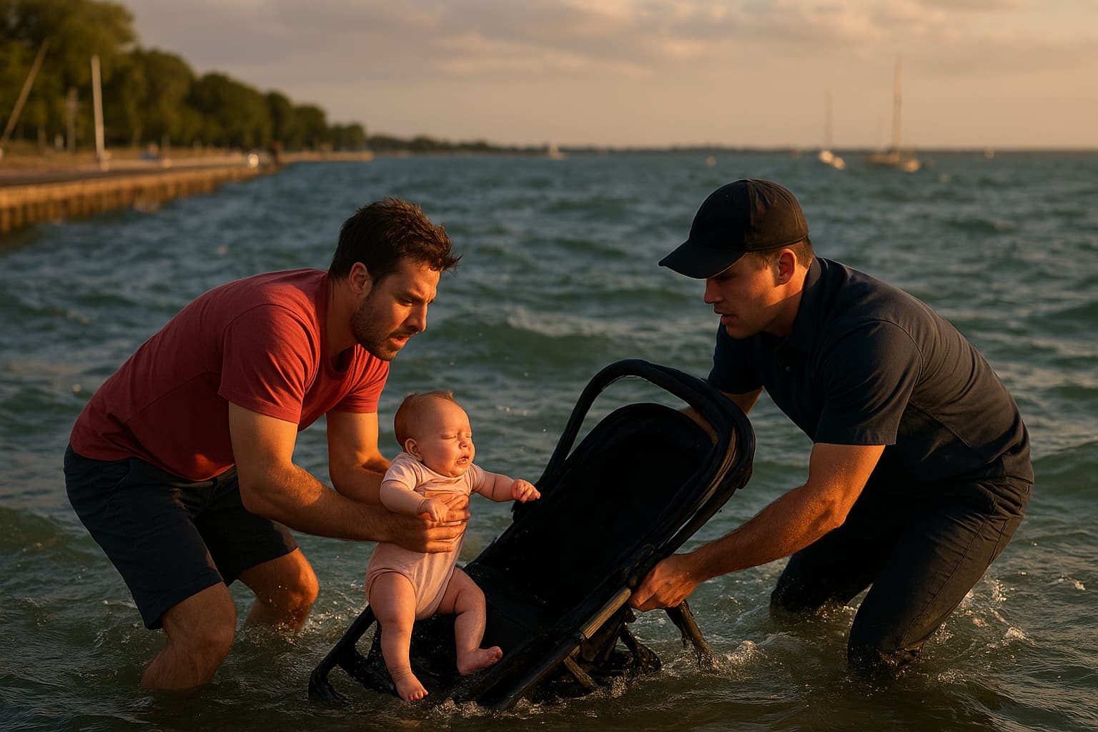 Heroic Rescue at Belmont Harbor: Two Men Save Infant Swept into Lake Michigan by Strong Winds